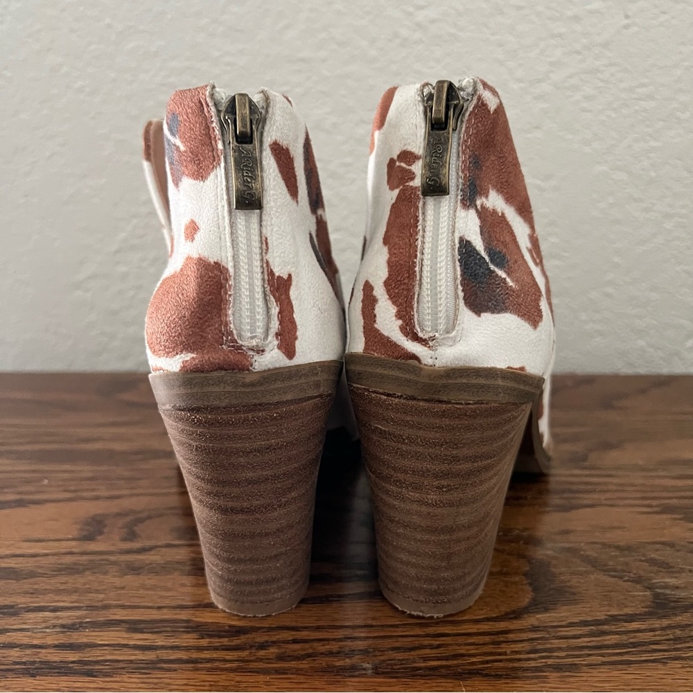 Arider Girl Cow Print Heeled Boots Size 8 - Picture 3 of 10